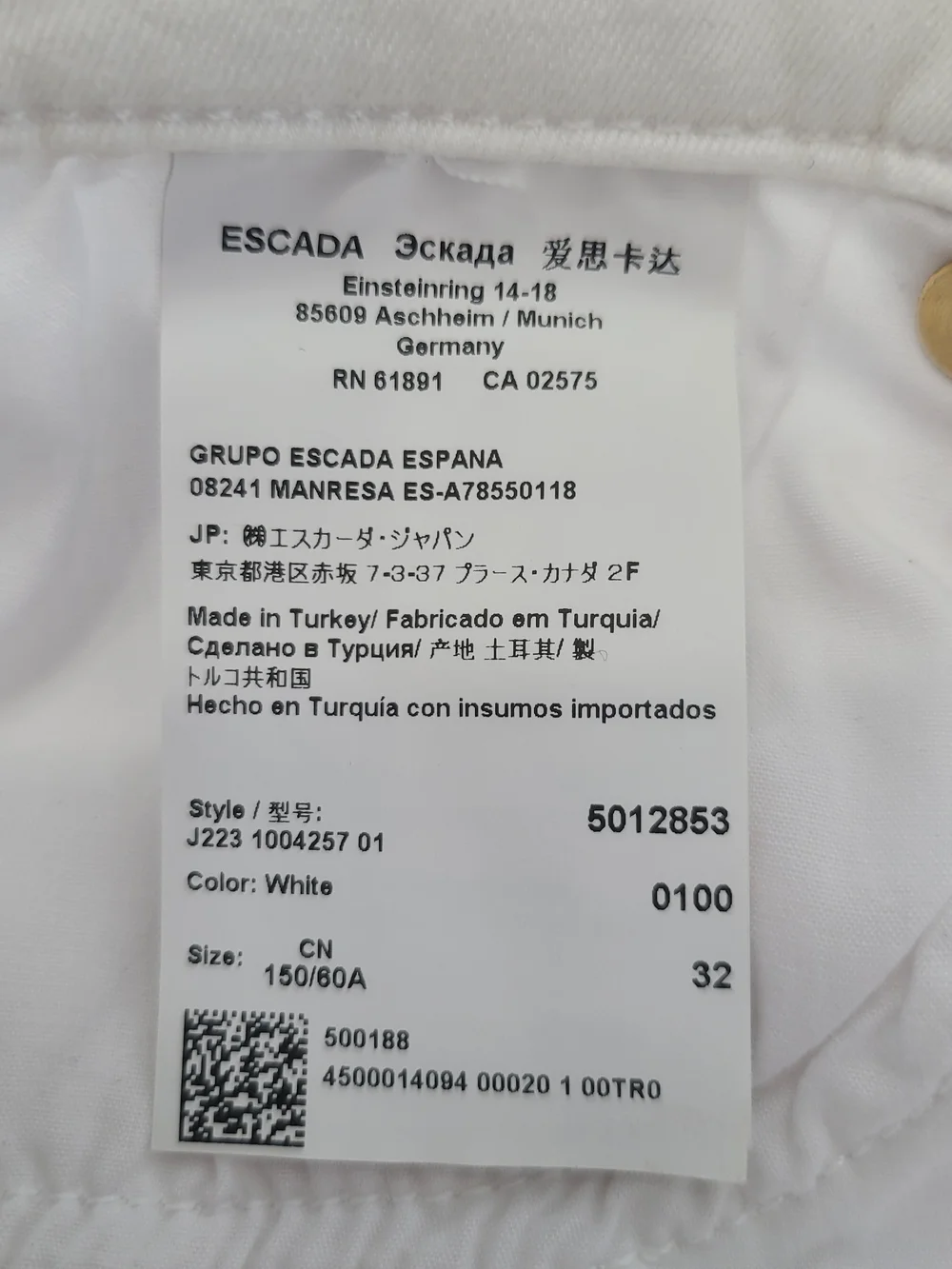 Escada Women's White Slim Jeans Size 32
